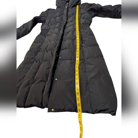 Cole Haan Coat Signature Hooded Taffeta Down Coat Cinched Waist Neutral Preppy - Picture 9 of 10